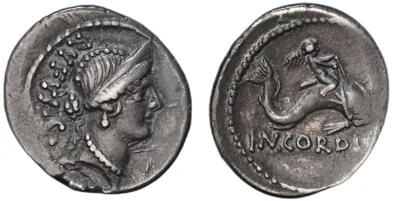 Mn. Cordius Rufus. 46 BC. AR Denarius