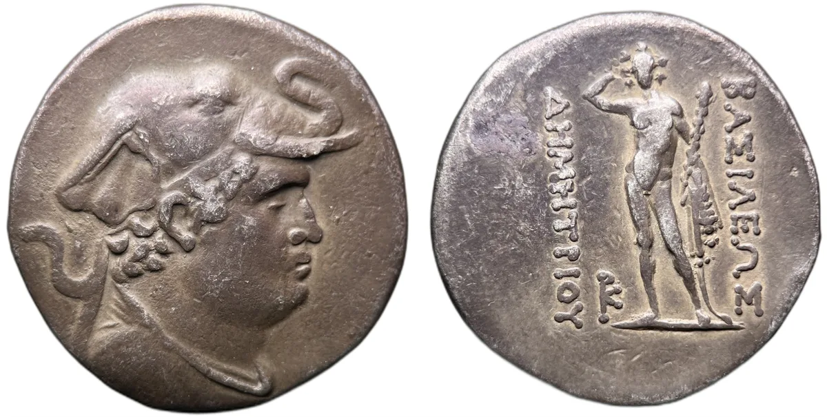 Greco-Baktrian Kingdom Demetrios I tetradrachm circa 200-185 B.C uncertain mint