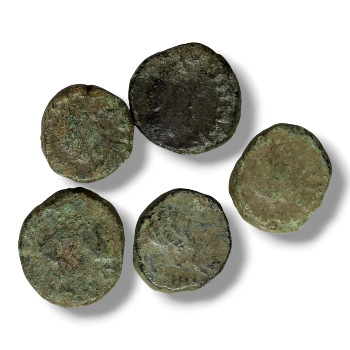 Lot of 5 – Marcian AE4 Nummi, Monogram in Wreath, Constantinople, 450-457 AD”