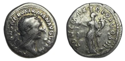 Trajan AD 98-117. Struck ca. AD 98-99.. Rome Denarius RIC 13