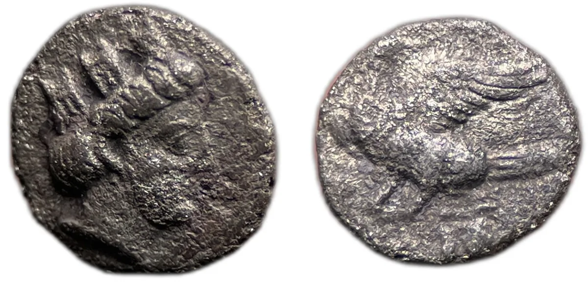 Baktria local issue anonymous tyche obol circa 400-300 B.C