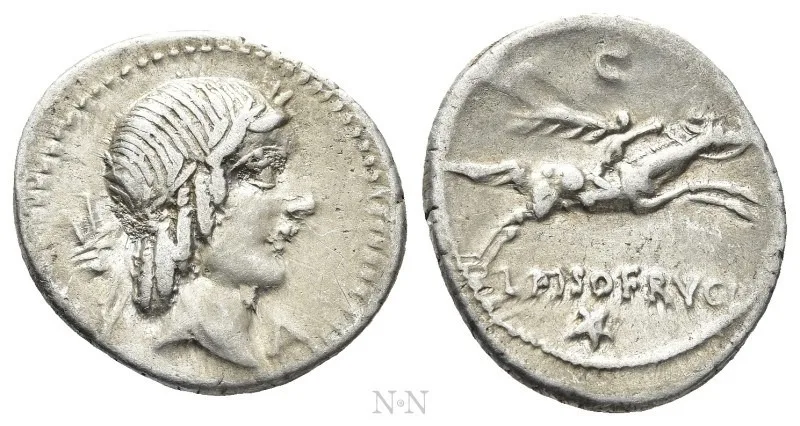 L. CALPURNIUS PISO FRUGI. Denarius (90 BC). Rome.