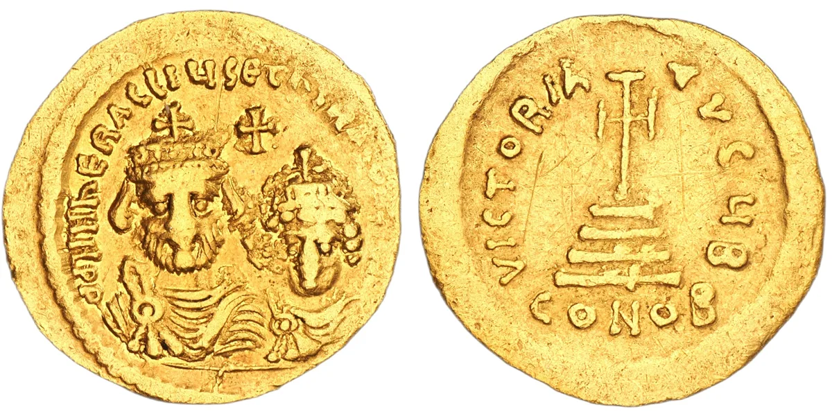 Heraclius with Heraclius Constantine, 616-625. AV Solidus, Constantinople.