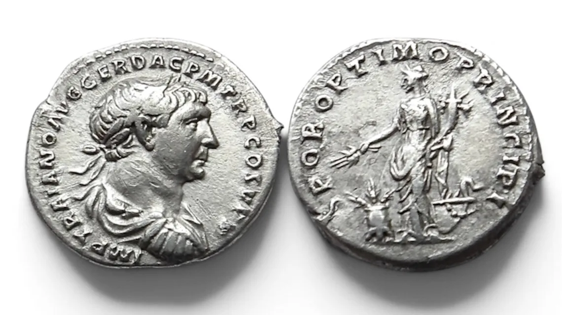 Trajan, AD 98-117. AR Denarius (3.50 g), Rome, struck AD 103-111. RSC 467d