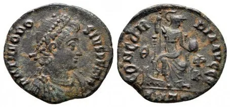 Theodosius I - A.D. 378-383 - Follis AE3 - CONCORDIA AVGGG - VF