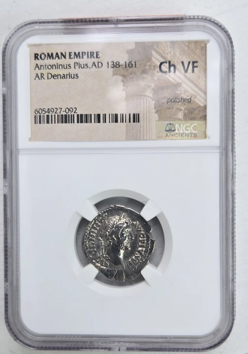 Antoninus Pius Silver Denarius 146 A.D. RIC # 137 - Slabbed Choice VF