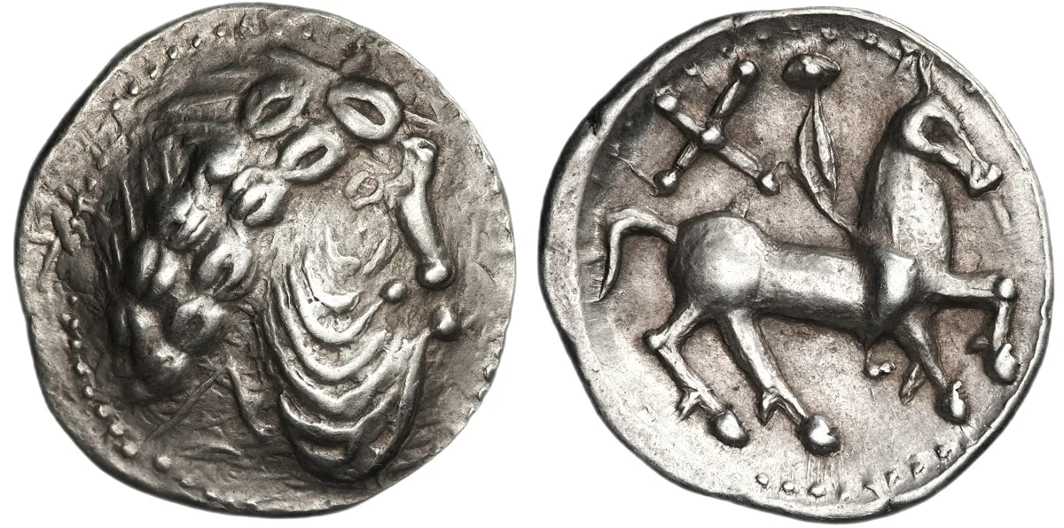 Celtic, Middle Danube region. ‘Kreuzelreiter’ type. AR Tetradrachm