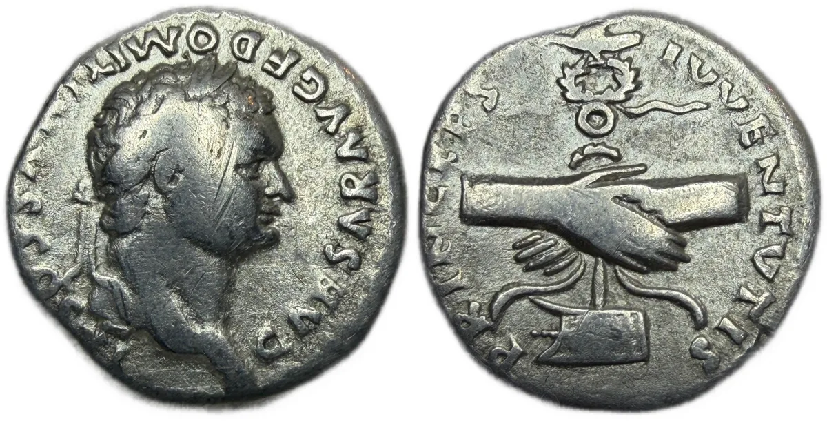 Domitian Denarius Clasped Hands