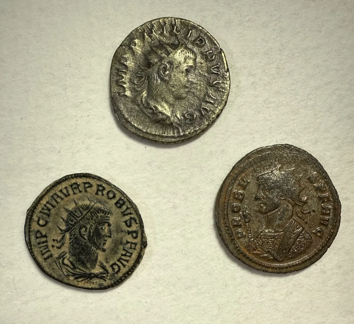 Three antoninianii (Probus, Philip II)