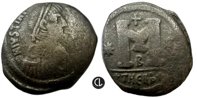 Justinian I, AE Nummus, Theoupolis (Antioch), 529-533 AD - RR