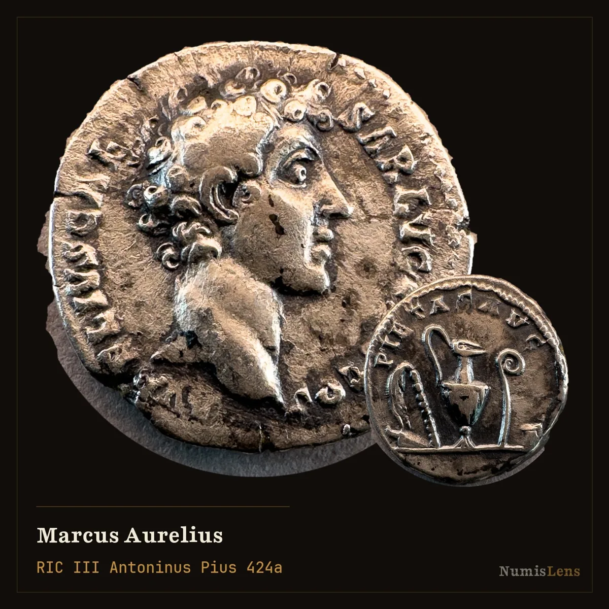 Marcus Aurelius as Caesar — Denarius, PIETAS AVG, Rome