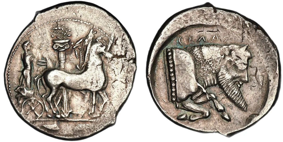 Sicily, Gela. Circa 465-460 BC. Tetradrachm