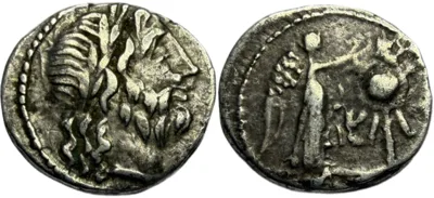 Cn. Lentulus Clodianus. Quinarius. Rome, 88 BC