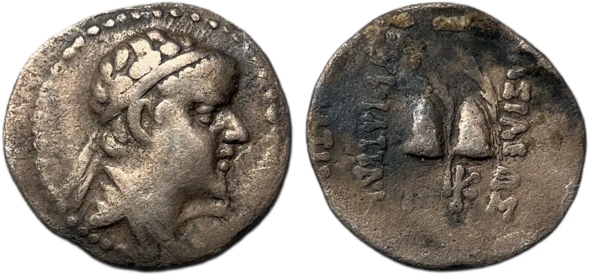 Greco-Bactrian Eukratides I AR obol, 0.64g, 170-140 B.C