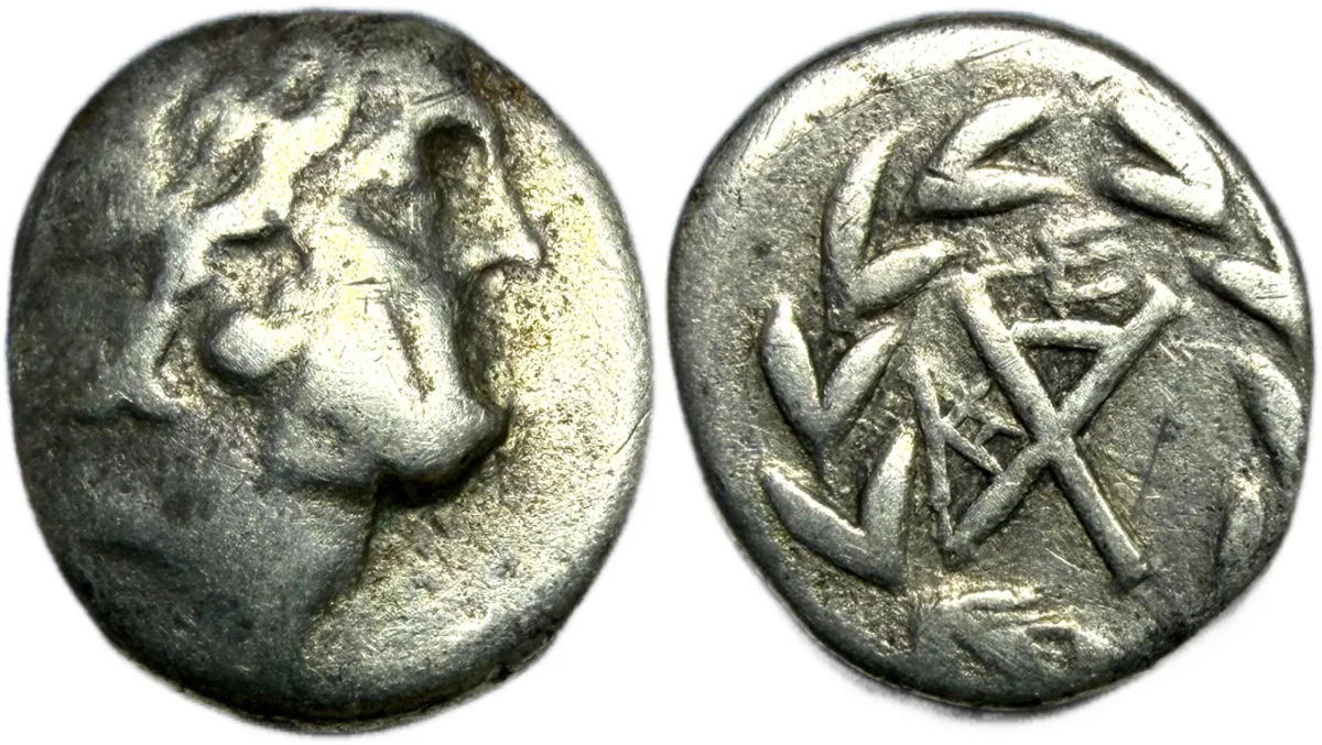 ACHAIA, Achaian League. Patrai. AR Triobol. c. 195-188 BC.