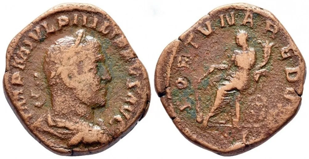 Philip I the Arab Sestertius Æ RIC IV # 174A - FORTVNA REDVX S C - A.D. 244-249