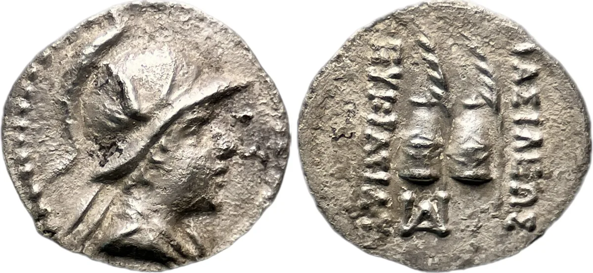 Greco-Baktrian Kingdom. Eukratides I Megas. Circa 170-145 BC. AR Obol 0.65g