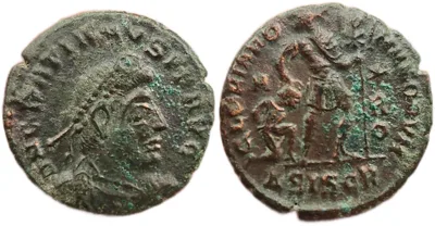 Gratian with captive and Chi Rho standard