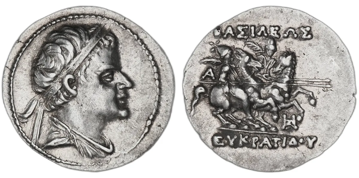 Greco-Bactrian Eucratides I AR drachm, 171–145 BC