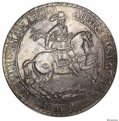 1655 HS German States Brunswick Wolfenbuttel, August II, 2 Thalers in EF toned and Rare