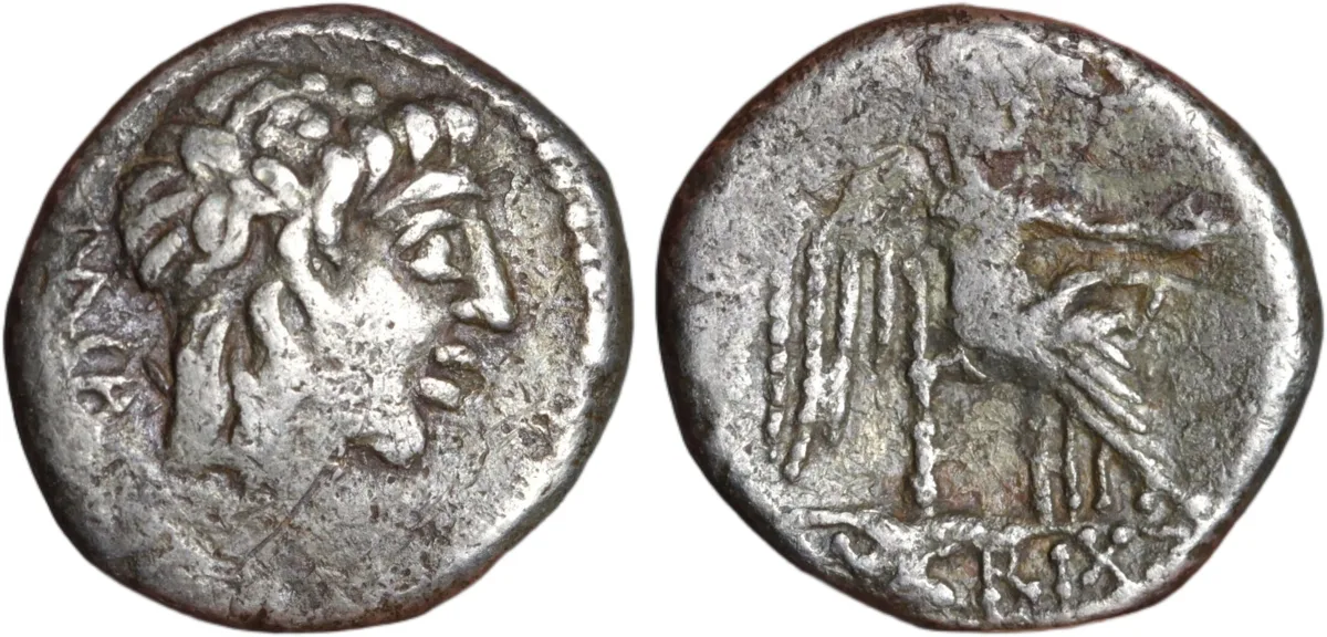 Roman Republic Silver Quinarius 89BC M. Porcius Cato