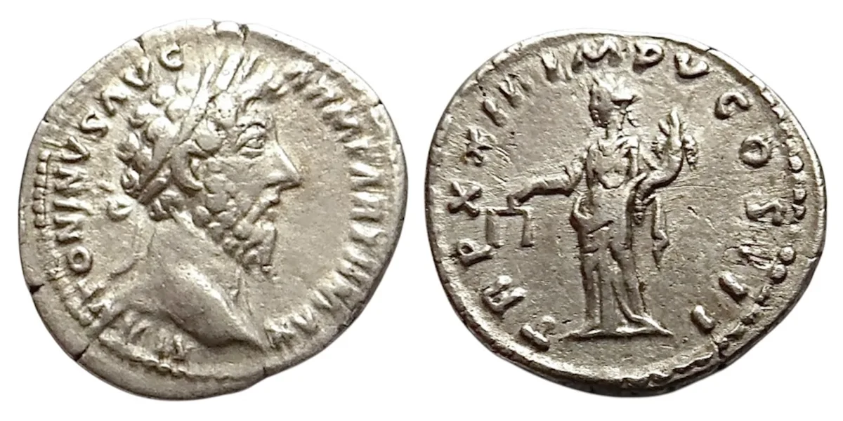 The Roman Imperial. Marcus Aurelius, AD 161-180. AR Denarius (3.28 g). Rome, struck AD 168.
