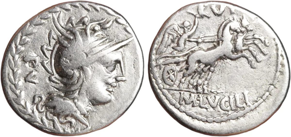 Roman Republic Silver Denarius 101BC M. Lucilius Rufus