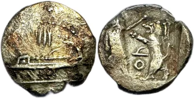 PHOENICIA. Sidon. Tennes King (Tabnit II). AR 1/16 Shekel. year 3 - Rare