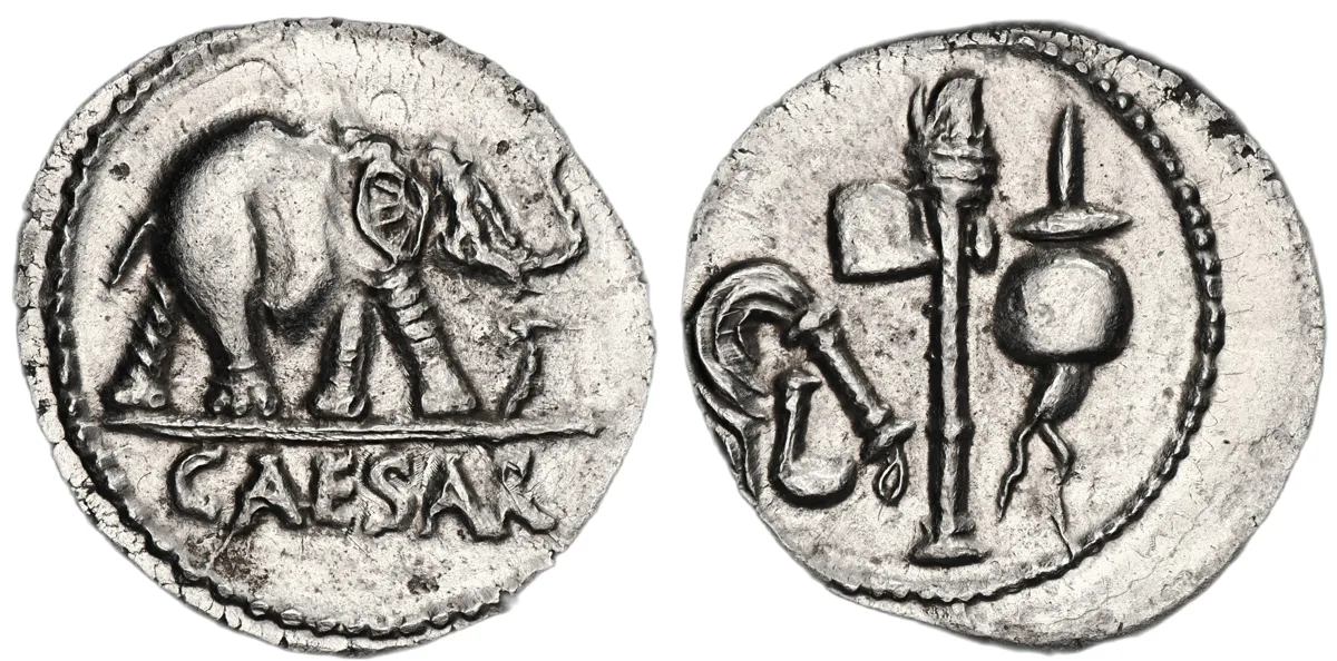 C. Julius Caesar. April-August 49 BC. Denarius