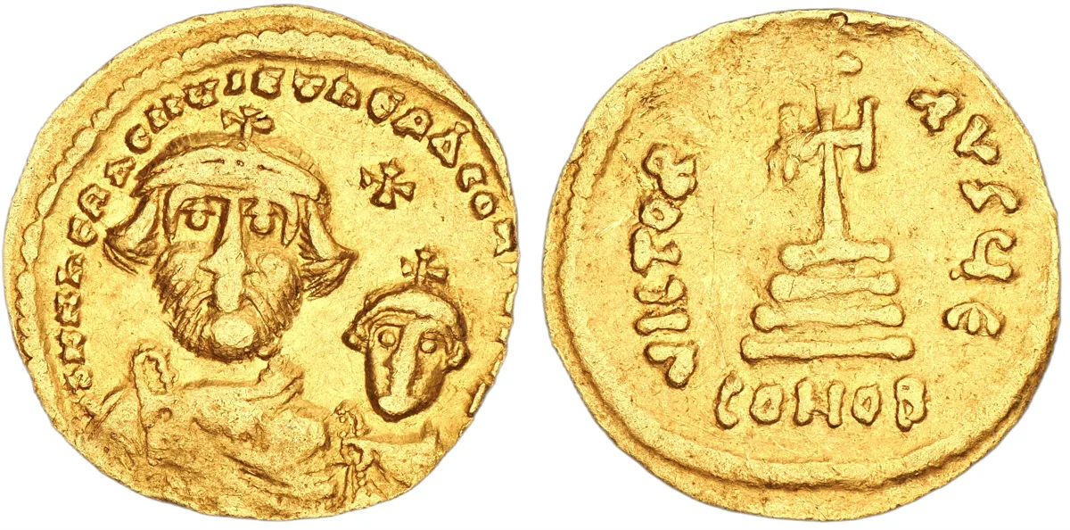 Heraclius with Heraclius Constantine, 610-641 (616-625). AV Solidus