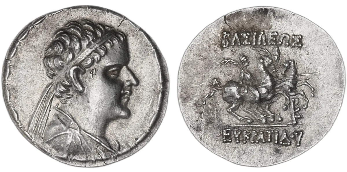 Greco-Bactrian Eucratides I AR drachm, 171–145 BC