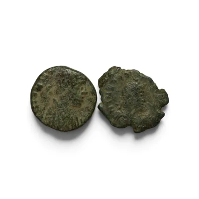 WESTERN ROMAN EMPIRE. Johannes (AD 423-425). Lot of Two AE4 Nummi, total weight 2.00g.