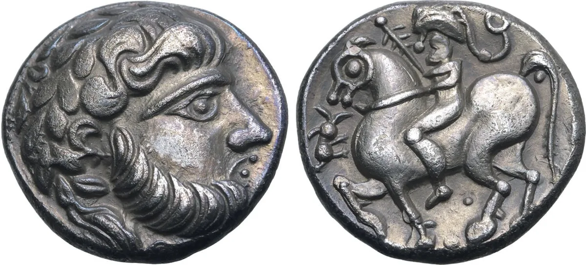 CARPATHIAN CELTS – “Baumreiter” Type. Silver tetradrachm imitating Philip II