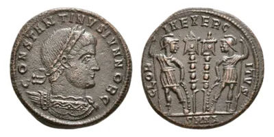Constantine II - Nummus, GLORIA EXERCITVS, Nicomedia