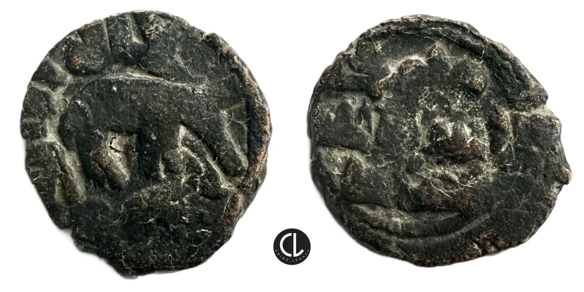 Umayyad Caliphate, temp. Marwan II ibn Muhammad, AE Fals, Hims Mint, AH 127-132 / AD 744-750 - RR