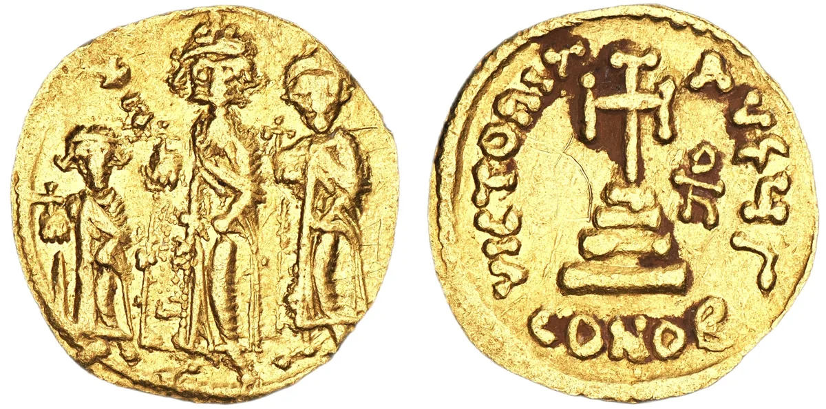 Heraclius, Heraclius Constantine, and Heraclonas, 639. AV Solidus, Const.