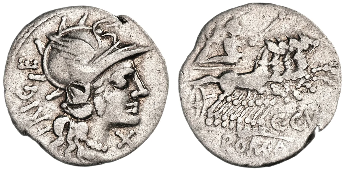 C. Curiatius Trigeminus, 142 BC, Denarius