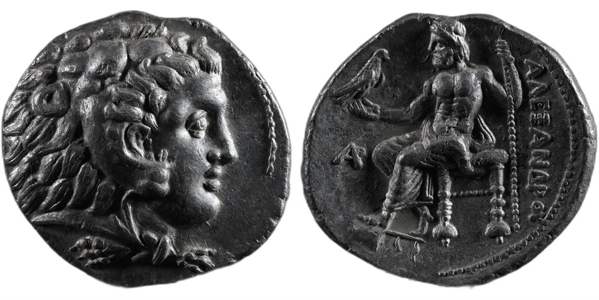 Alexander III AR tetradrachm, Byblos, 330–320 BC, Zeus Aetophoros