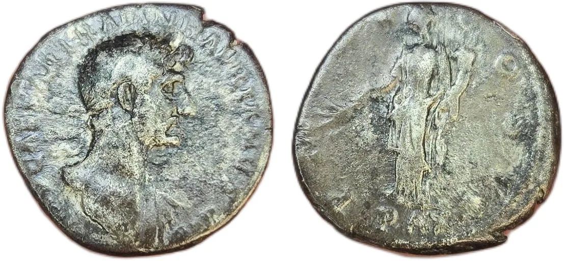 Hadrian - A.D. 118 - Silver Denarius - P M TR P COS II / PAX in exergue RIC #124