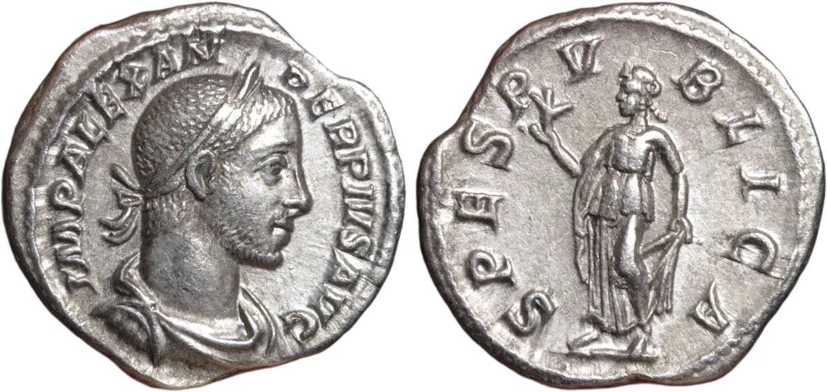 Severus Alexander Silver Denarius 231AD SPES PVBLICA Reverse