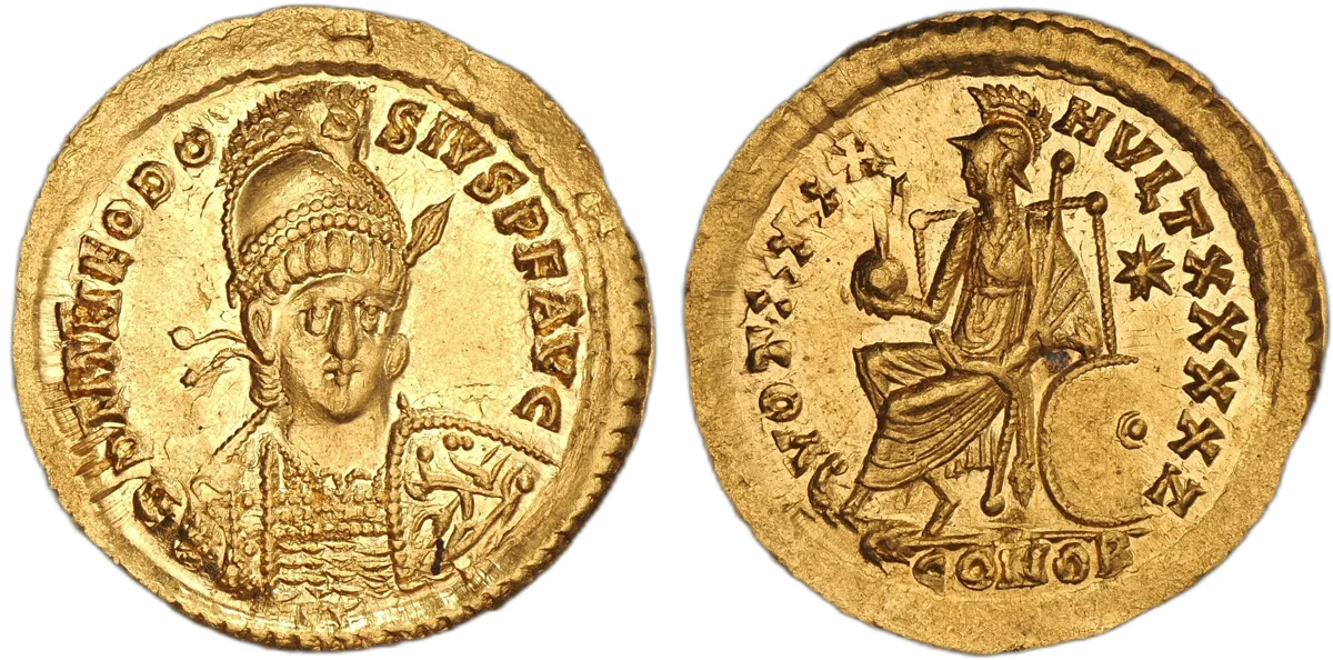 Theodosius II, AD 402–450. AV Solidus