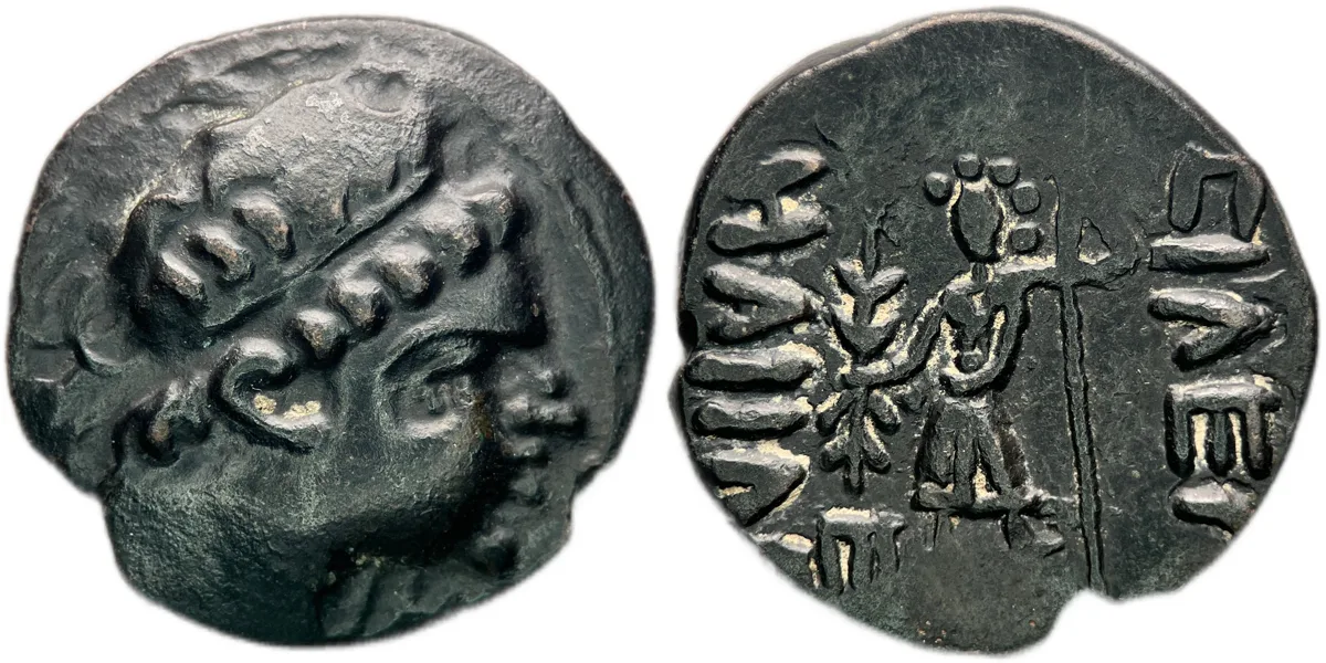 Yuezhi Anonymous Early 1st century B.C. AE imitative Tetradrachm 14.09g