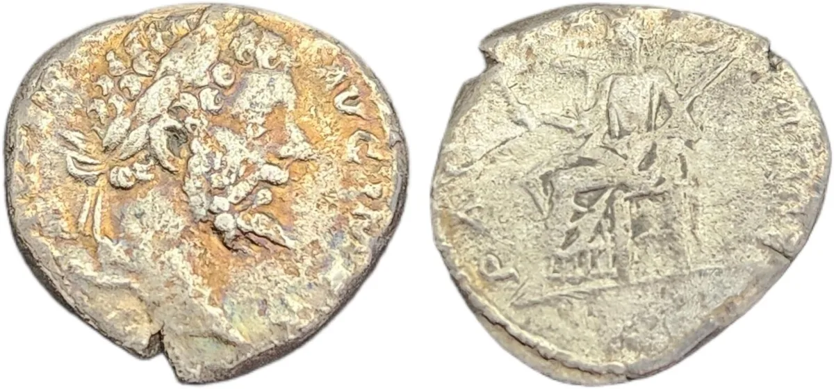 Gold toning, Septimius Severus denarius