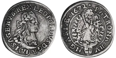 Hungary Leopold I AR 6 Kreuzer 1672 KB Kremnitz Patrona Hungariae Hammered