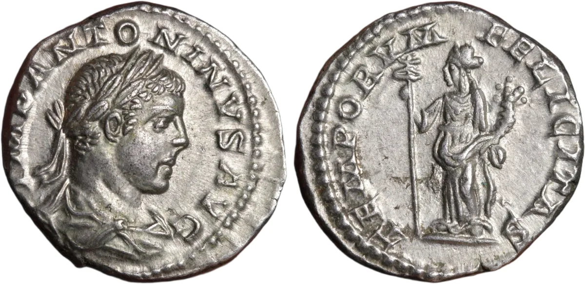Elagabalus Silver Denarius 218AD TEMPORVM FELICITAS Reverse