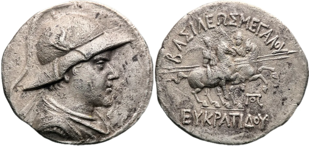 Greco-Baktrian Kingdom: Eukratides I AR Tetradrachm 16.14g 170-145 B.C.