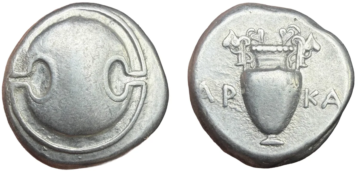 BOEOTIA, Thebes. Arka-, Magistrate. 368-364 BC. AR Stater.