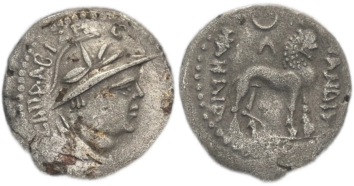 Yuezhi Sapadbizes, late 1st century BC, AR hemi-drachm 1.79g