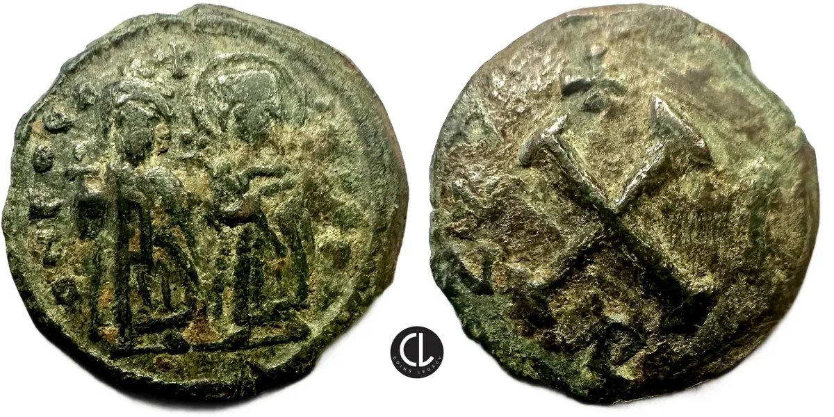 Phocas with Leontia, AE Dekanummion, Constantinopole Mint, RY 1 = 602/3