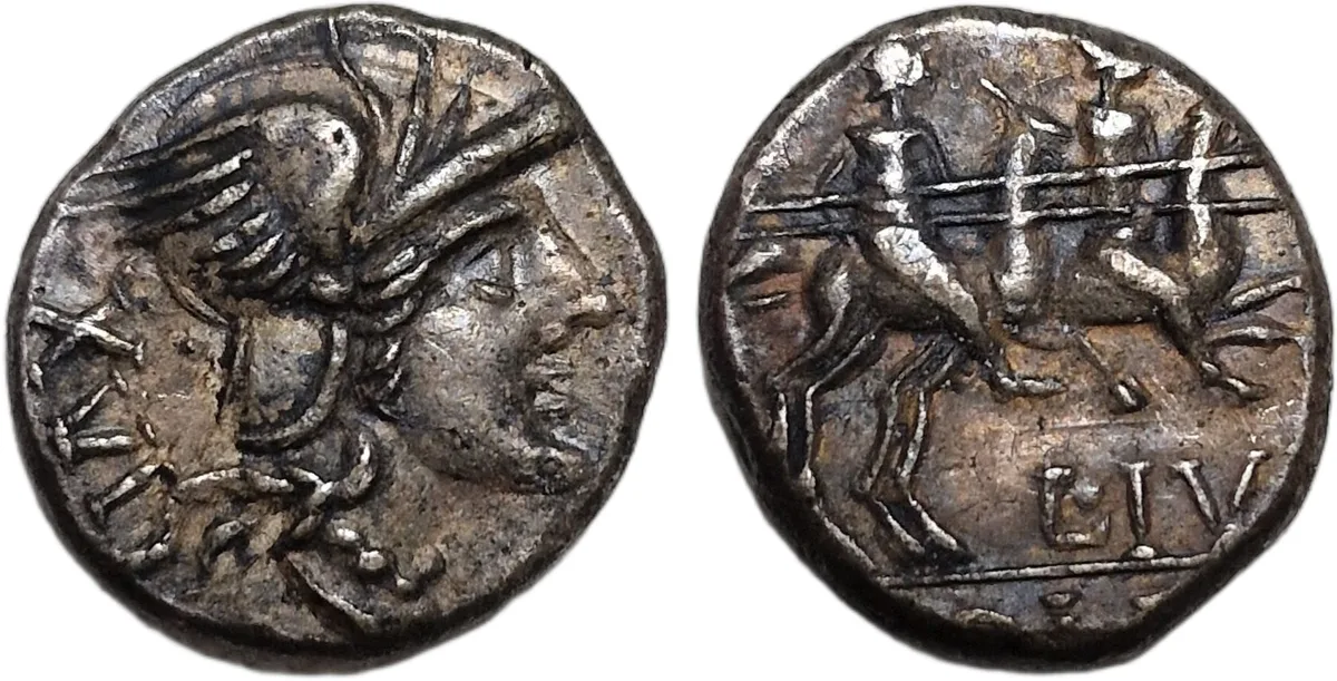 L Julius denarius  141 B.C.
